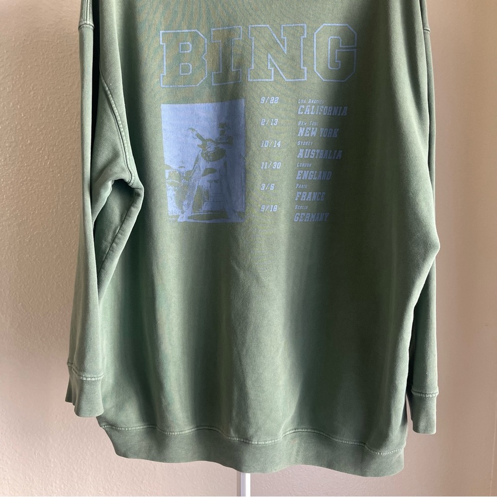 Anine Bing Cody Sweatshirt Bing Live in Green Size M - Picture 6 of 14